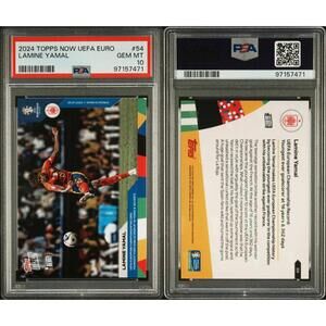 2024 Topps Now UEFA Euro #54 Lamine Yamal Spain Youngest Goal Scorer PSA 10